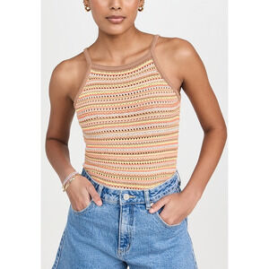 525 'Taylor' Brown Halter Neck Crochet Top Size M